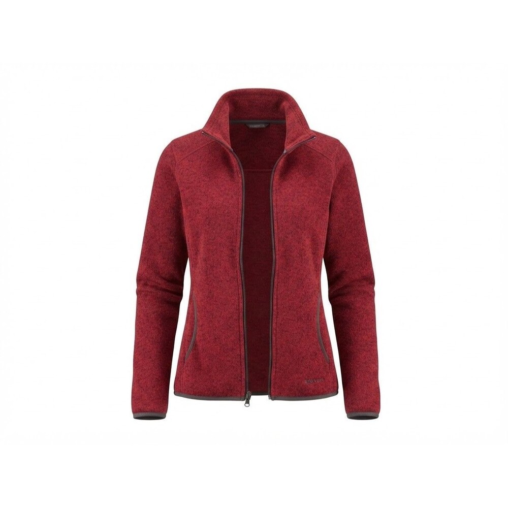 Eddie Bauer Women's Medium Full Zip Casual Jacket Red Marled Gray Trim Pockets